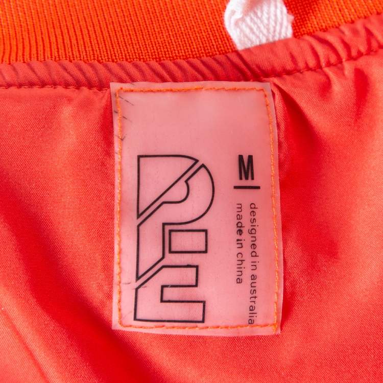 Pre Owned P.E Nation Orange Perforated Synthetic Bomber Jacket M