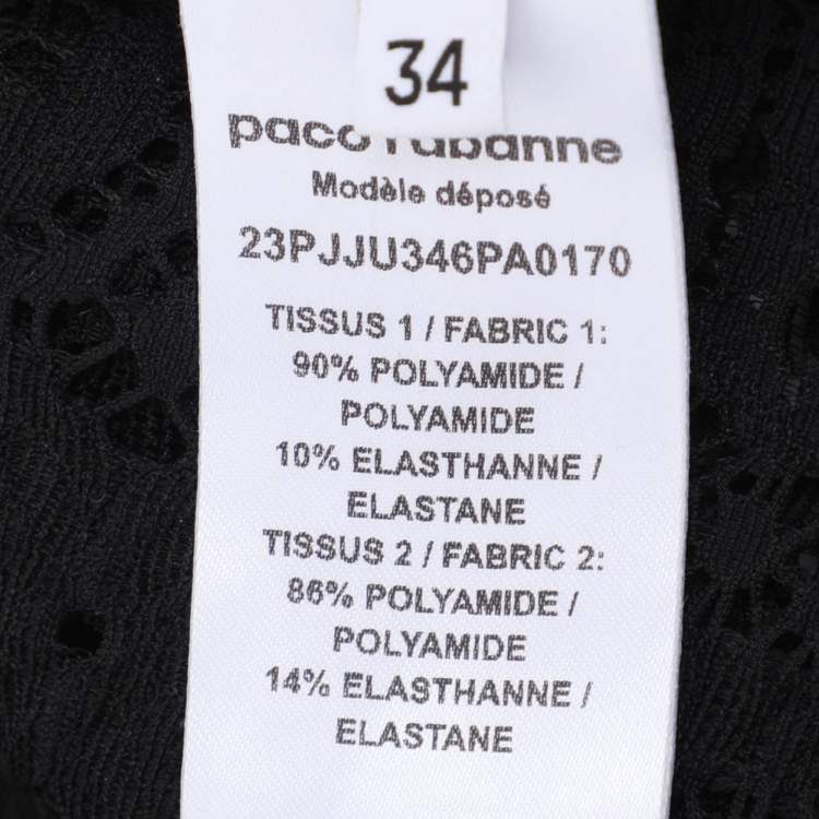 Pre Owned Paco Rabanne Black Floral Lace Midi Skirt S