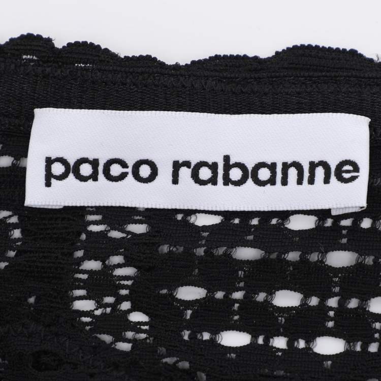 Pre Owned Paco Rabanne Black Floral Lace Midi Skirt S