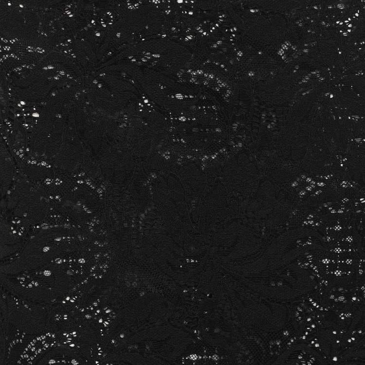 Pre Owned Paco Rabanne Black Floral Lace Midi Skirt S