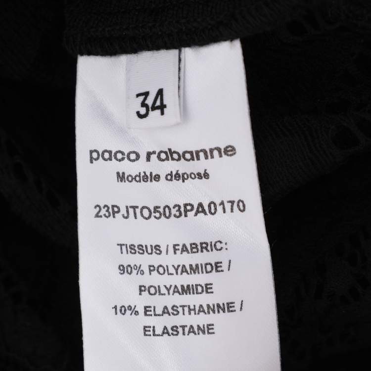 Pre Owned Paco Rabanne Black Floral Lace Full Sleeve Crop Top S