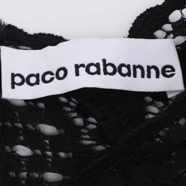 Pre Owned Paco Rabanne Black Floral Lace Full Sleeve Crop Top S