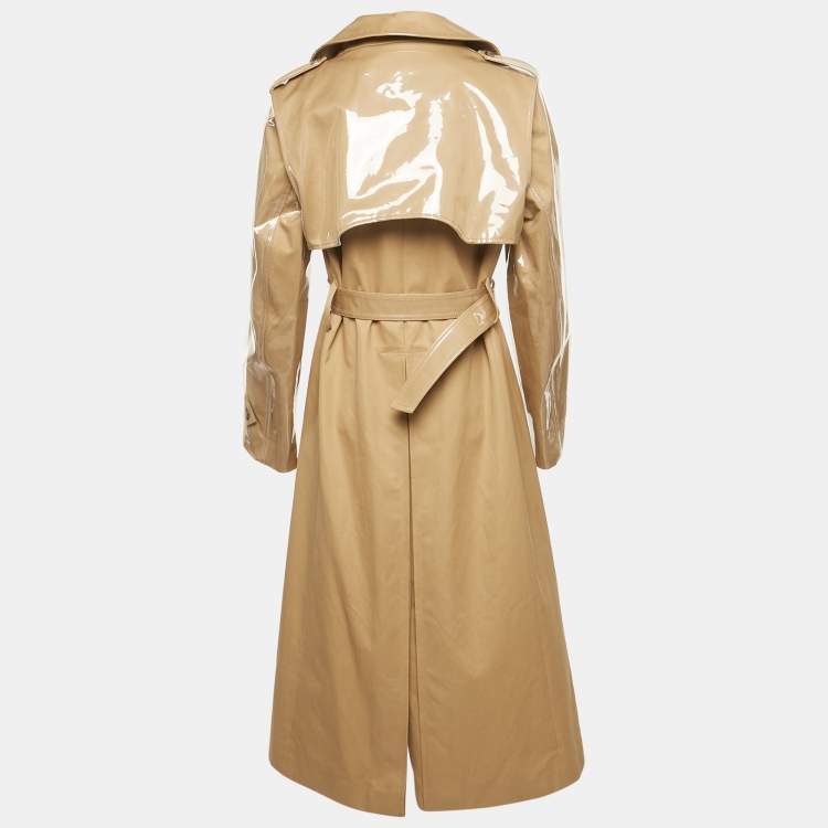 Pre Owned Paco Rabanne Beige Cotton Polyurethane Double Breasted Trench Coat S