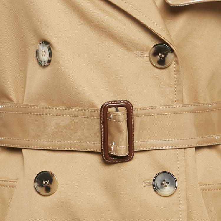 Pre Owned Paco Rabanne Beige Cotton Polyurethane Double Breasted Trench Coat S