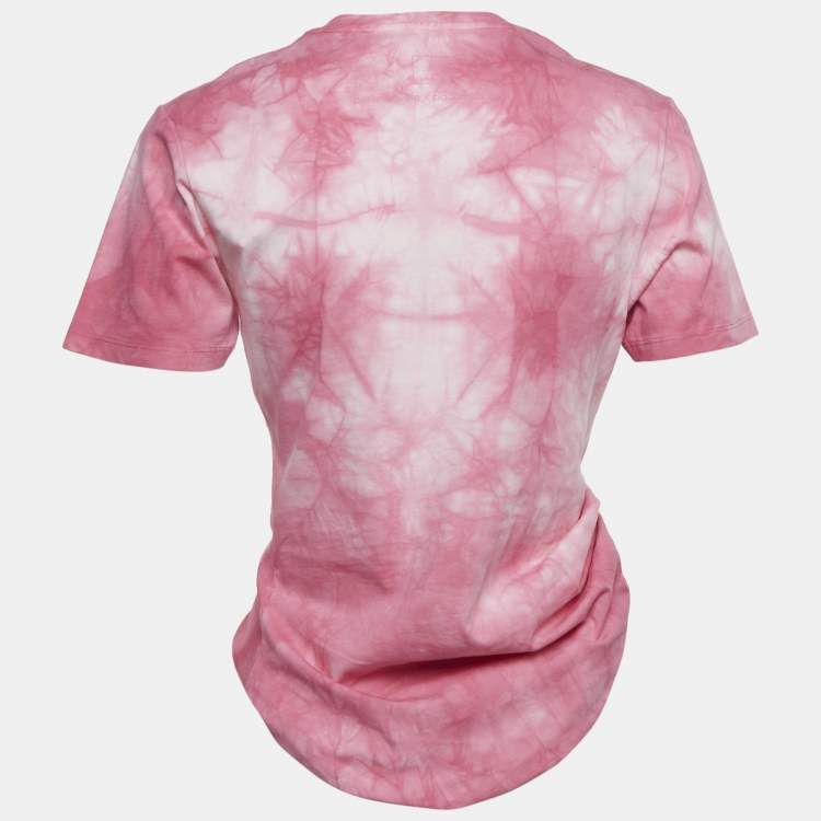 Pre Owned Paco Rabanne Pink Tie-Dye Cotton Asymmetric T-Shirt S