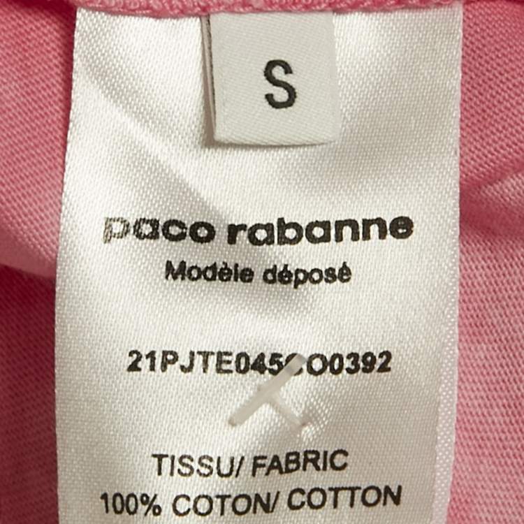 Pre Owned Paco Rabanne Pink Tie-Dye Cotton Asymmetric T-Shirt S