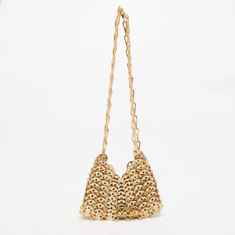 Pre Owned Paco Rabanne Gold Chain Link Metal Mini Crossbody Bag