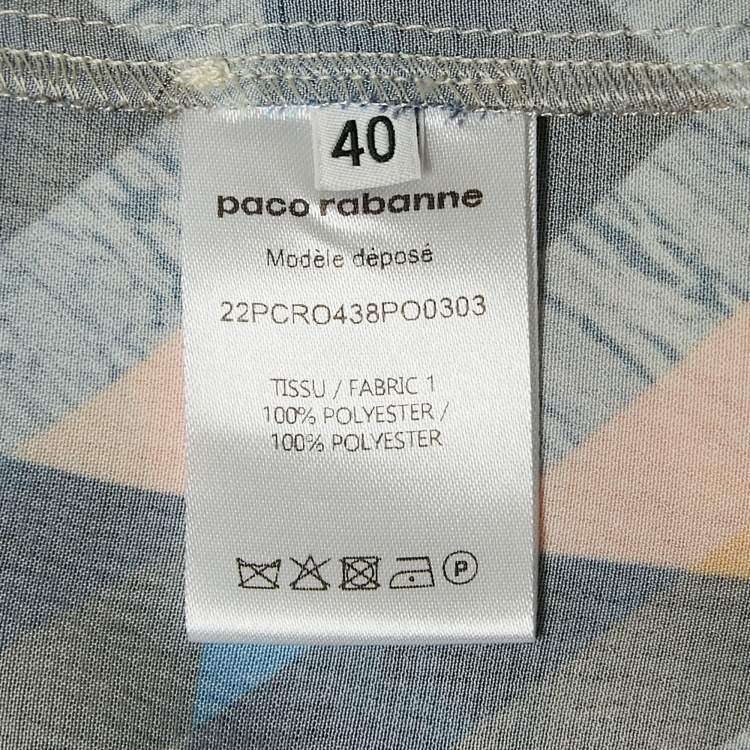 Pre Owned Paco Rabanne Multicolor Abstract Print Satin Chain Strap Maxi Dress S