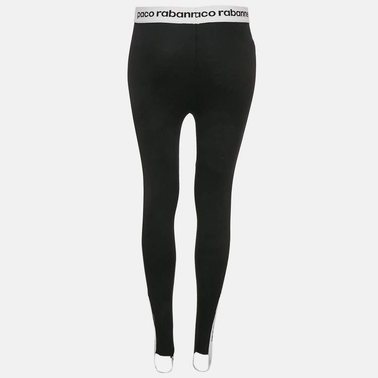 Pre Owned Paco Rabanne Black Logo Print Band Stir-Up Leggings S