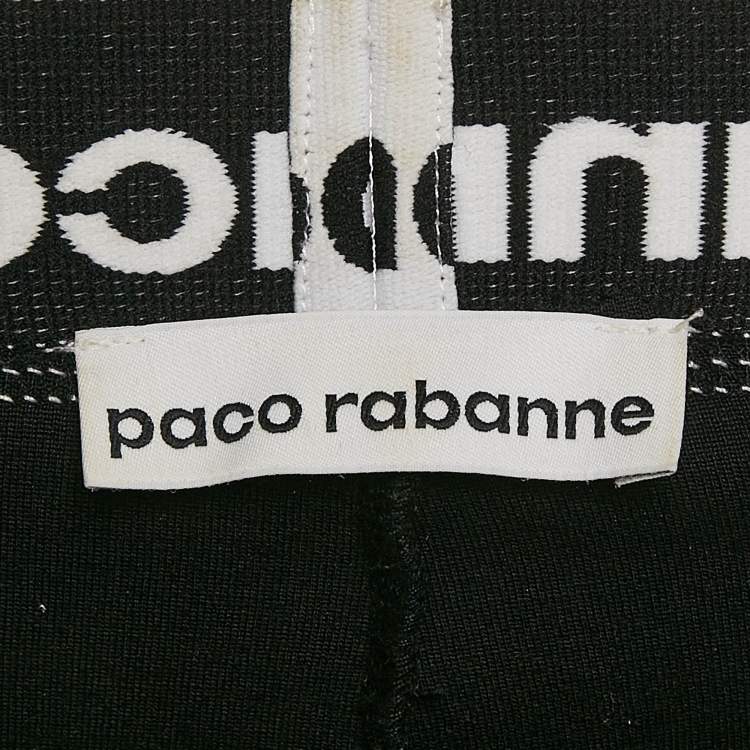 Pre Owned Paco Rabanne Black Logo Print Band Stir-Up Leggings S