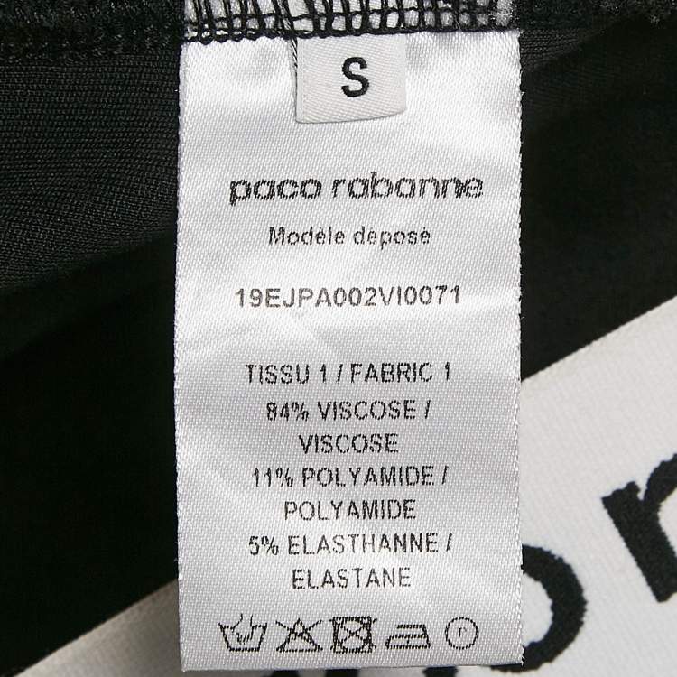 Pre Owned Paco Rabanne Black Logo Print Band Stir-Up Leggings S