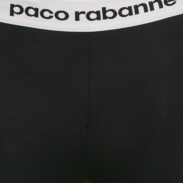 Pre Owned Paco Rabanne Black Logo Print Band Stir-Up Leggings S