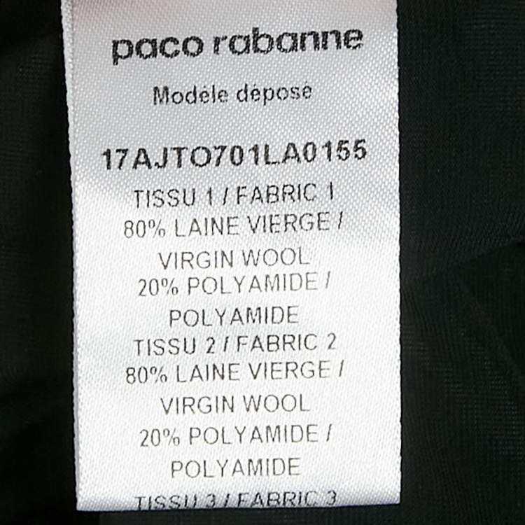 Pre Owned Paco Rabanne Grey/Black Wool Detachable Sleeve Jumper S
