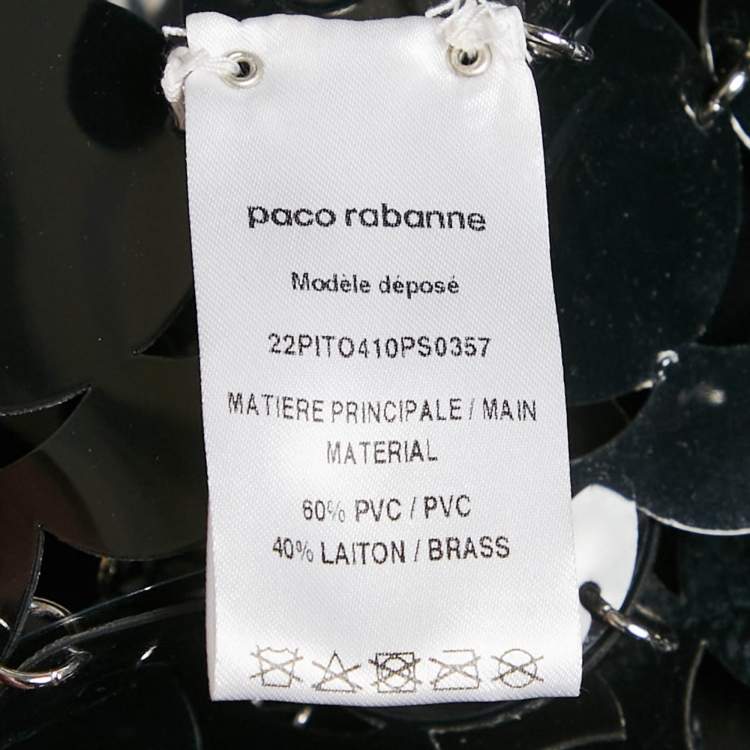 Pre Owned Paco Rabanne Black Synthetic Sequin Sheer Crop Top S