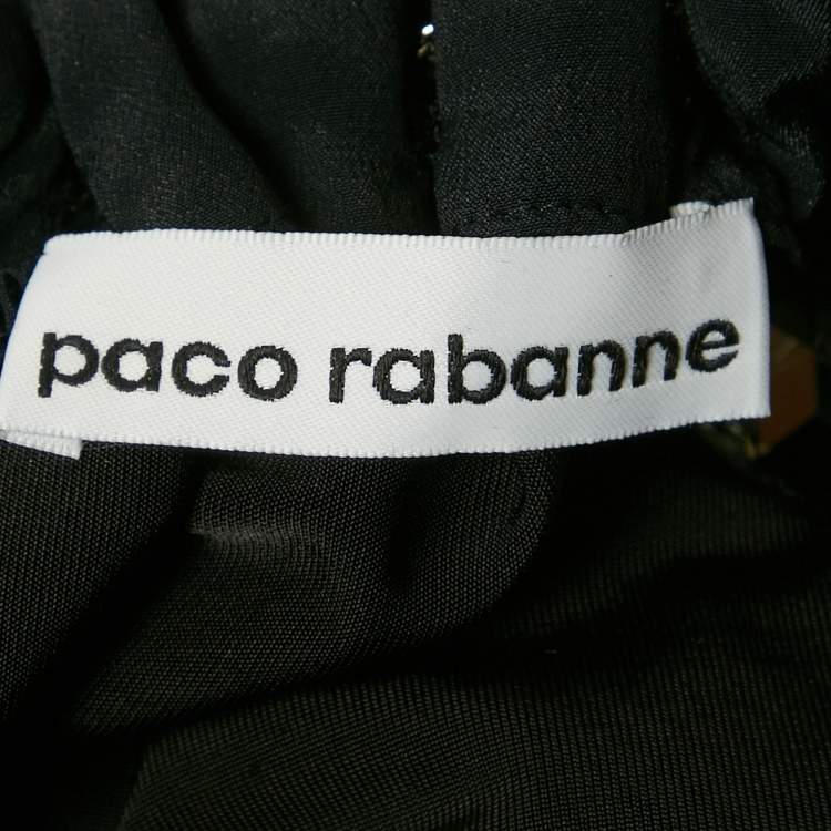 Pre Owned Paco Rabanne Black Jersey Crystal Embellished Top L