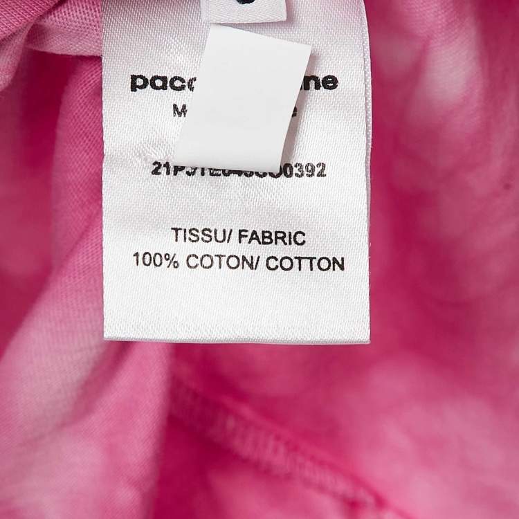 Pre Owned Paco Rabanne Pink Tie-Dye Cotton Asymmetric T-Shirt S