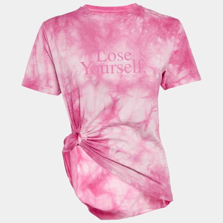 Pre Owned Paco Rabanne Pink Tie-Dye Cotton Asymmetric T-Shirt S