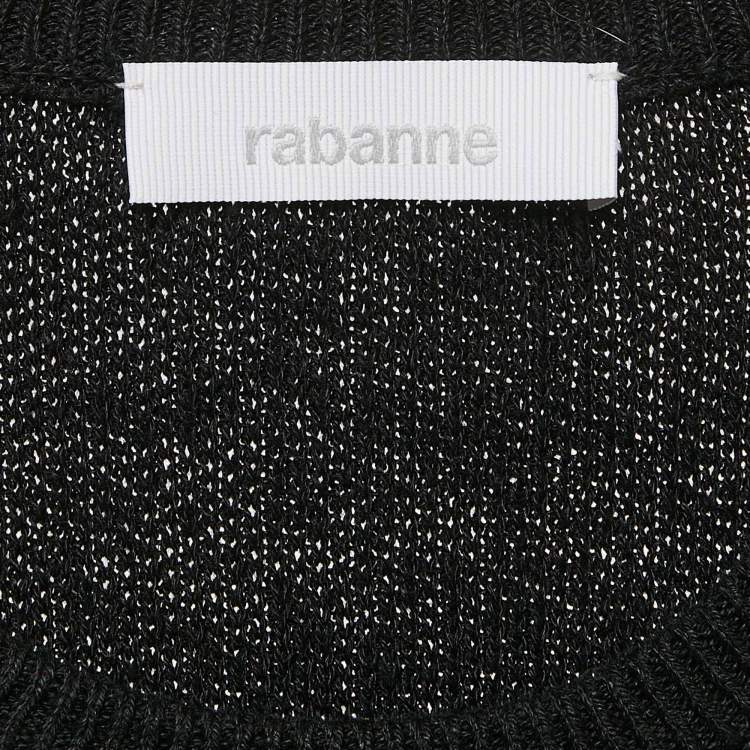 Pre Owned Paco Rabanne Black Linin Rib Knit Embellished Raw Edge Tank Top S