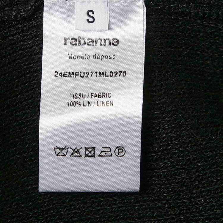 Pre Owned Paco Rabanne Black Linin Rib Knit Embellished Raw Edge Tank Top S