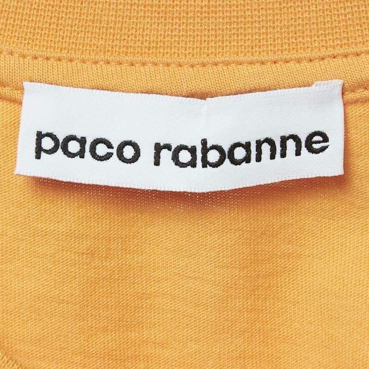 Pre Owned Paco Rabanne Orange Jersey Ruched T-Shirt S