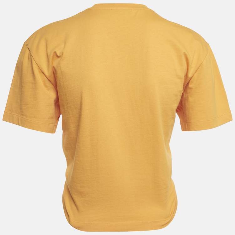 Pre Owned Paco Rabanne Orange Jersey Ruched T-Shirt S