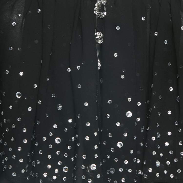 Pre Owned Rabanne x H&M Black Studded Chiffon Flounce Maxi Dress S