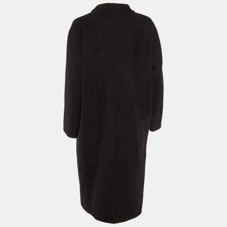 Pre Owned Paco Rabanne Black Wool Button Front Coat M