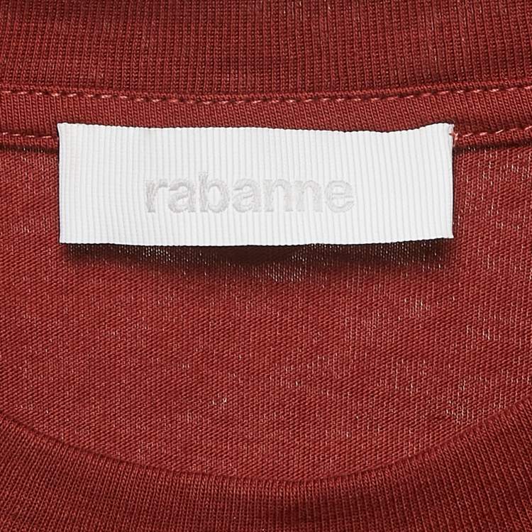 Pre Owned Rabanne Brick Red Cotton Knit Ring Detail Crop Top S