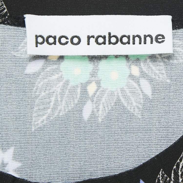 Pre Owned Paco Rabanne Black Floral Print Jersey Skirt and Top Set M