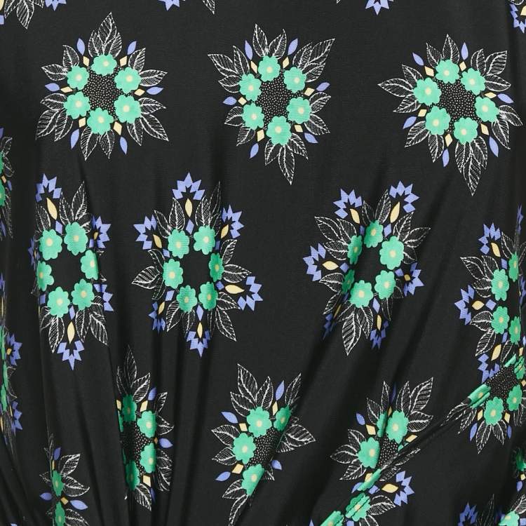 Pre Owned Paco Rabanne Black Floral Print Jersey Skirt and Top Set M