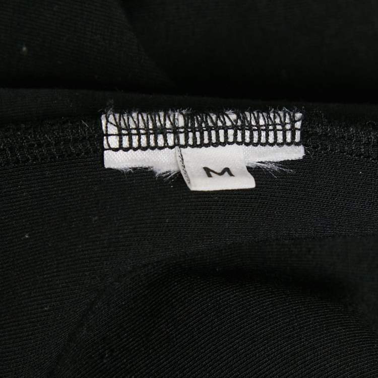 Pre Owned Paco Rabanne Black Knit Logo Tape Trimmed Hoodie M