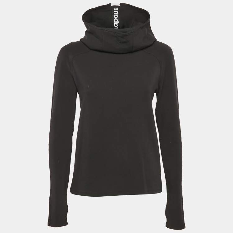 Pre Owned Paco Rabanne Black Knit Logo Tape Trimmed Hoodie M