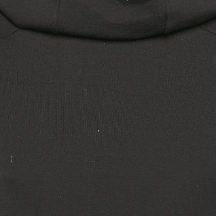 Pre Owned Paco Rabanne Black Knit Logo Tape Trimmed Hoodie M