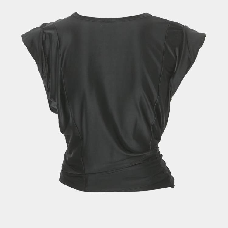 Pre Owned Paco Rabanne Black Jersey Drape Top S