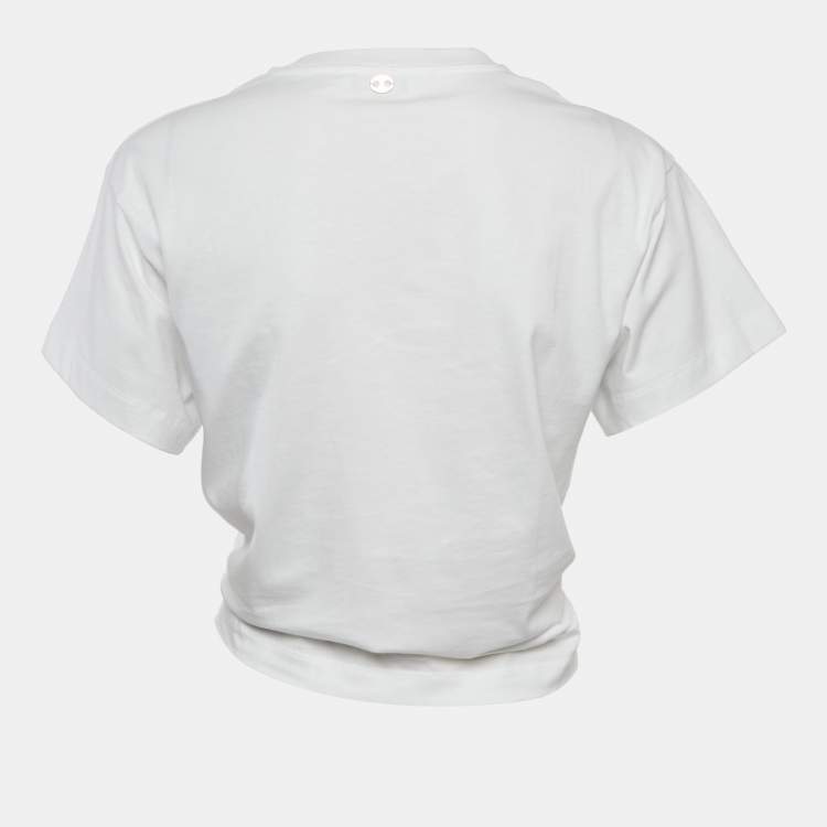 مملوكة مسبقًا Paco Rabanne White Cotton Knit Ring Detail Top XS
