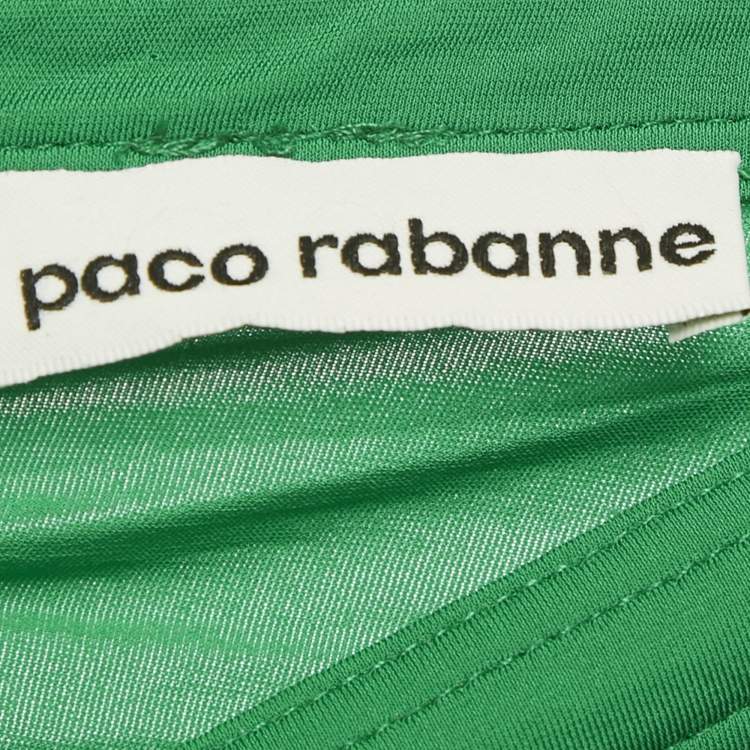 Pre Owned Paco Rabanne Green Jersey Gathered Maxi Skirt L