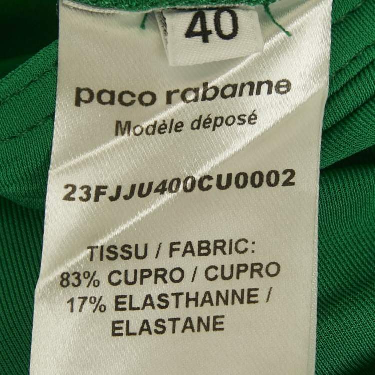 Pre Owned Paco Rabanne Green Jersey Gathered Maxi Skirt L