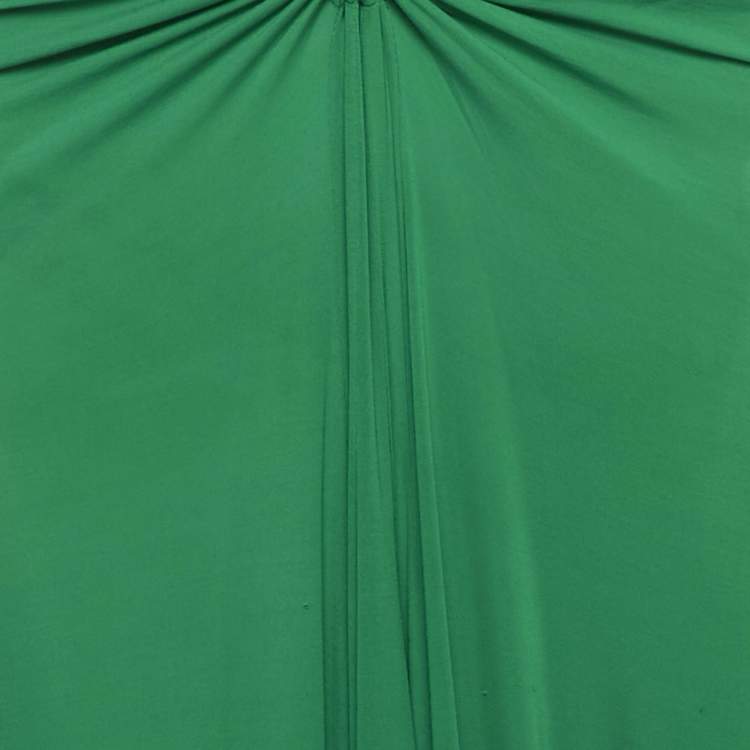 Pre Owned Paco Rabanne Green Jersey Gathered Maxi Skirt L