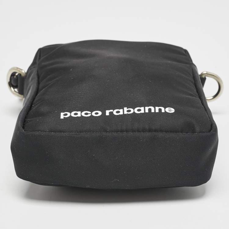 Pre Owned Paco Rabanne Black Nylon Logo Crossbody Bag
