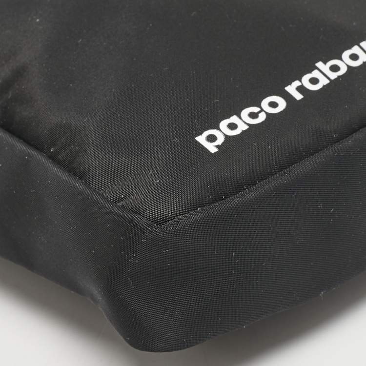 Pre Owned Paco Rabanne Black Nylon Logo Crossbody Bag