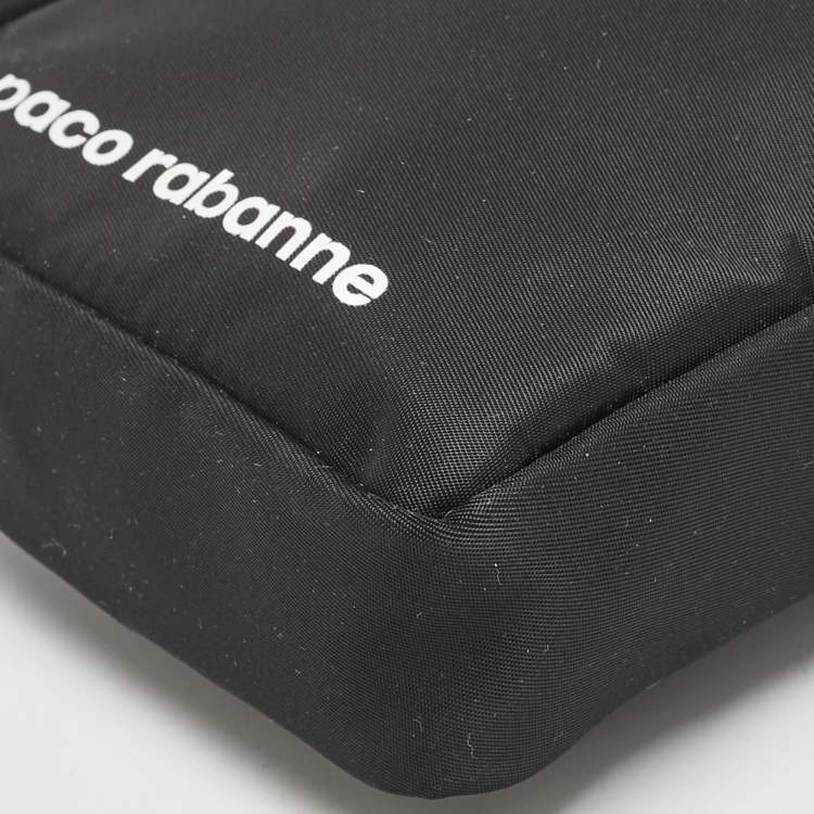 Pre Owned Paco Rabanne Black Nylon Logo Crossbody Bag