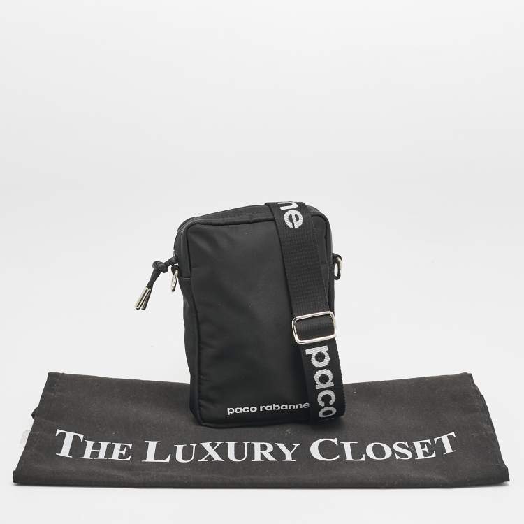 Pre Owned Paco Rabanne Black Nylon Logo Crossbody Bag