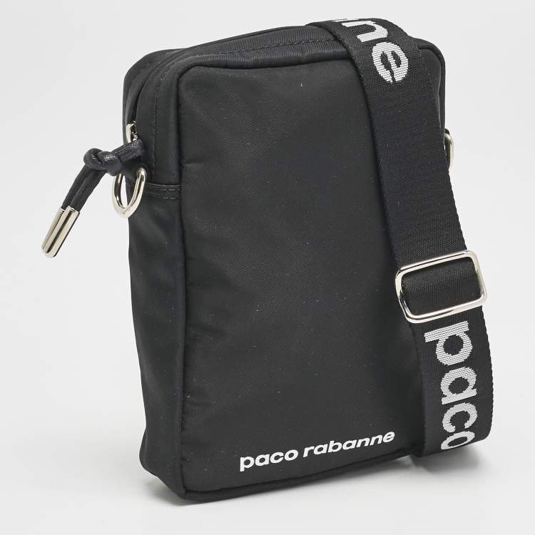 Pre Owned Paco Rabanne Black Nylon Logo Crossbody Bag