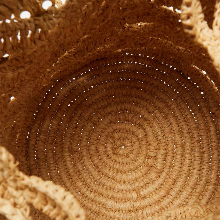 Pre Owned Paco Rabanne Natural New Raffia Signature 1969 Discs Wave Bucket Bag