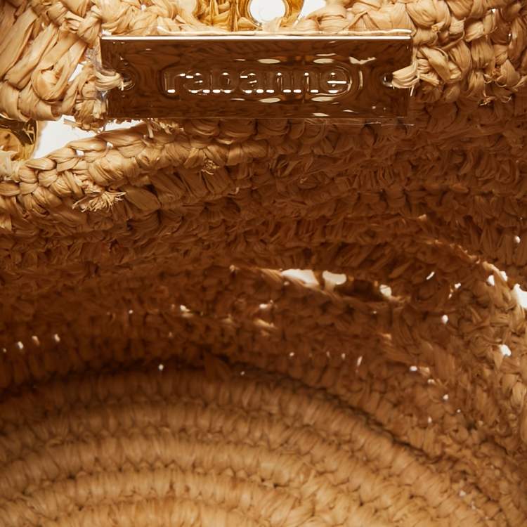 Pre Owned Paco Rabanne Natural New Raffia Signature 1969 Discs Wave Bucket Bag