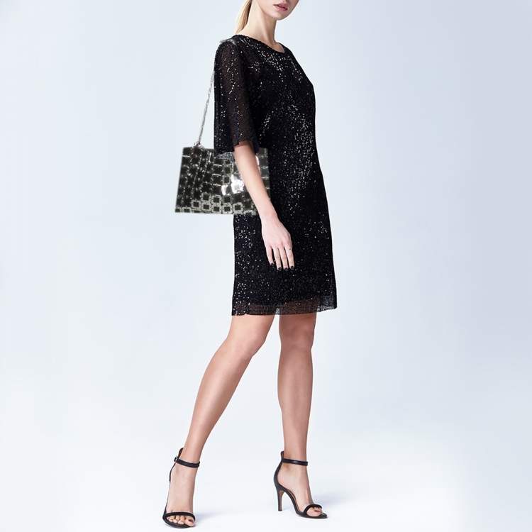 Pre Owned Paco Rabanne Black/Silver Metal Square Illusion Shoulder Bag