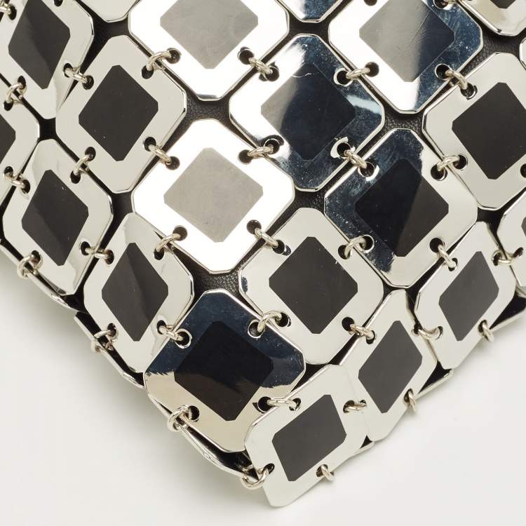 Pre Owned Paco Rabanne Black/Silver Metal Square Illusion Shoulder Bag