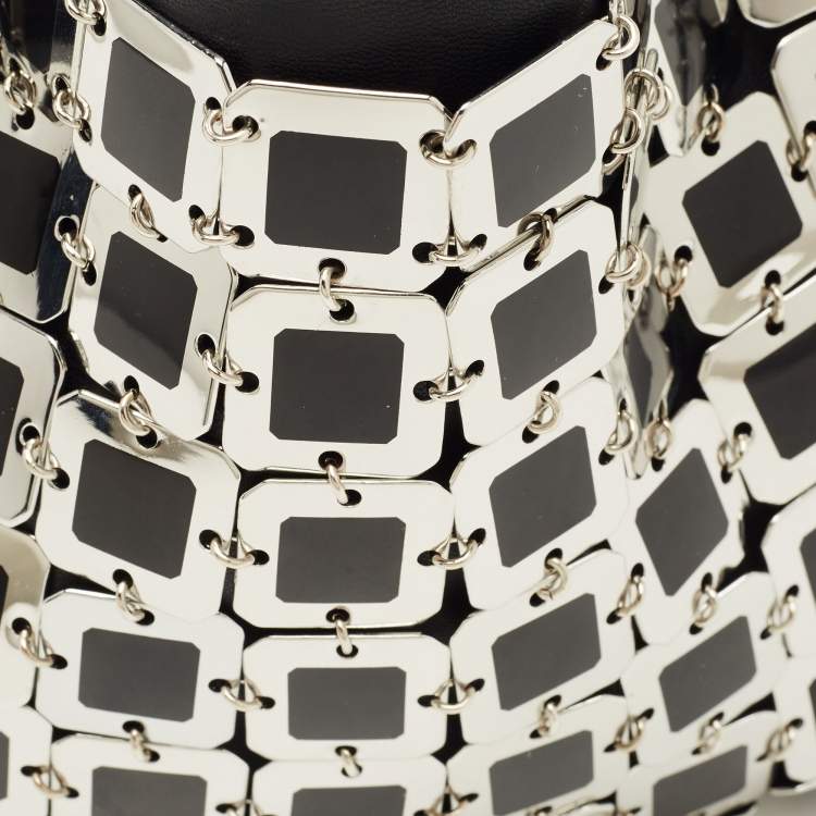 Pre Owned Paco Rabanne Black/Silver Metal Square Illusion Shoulder Bag