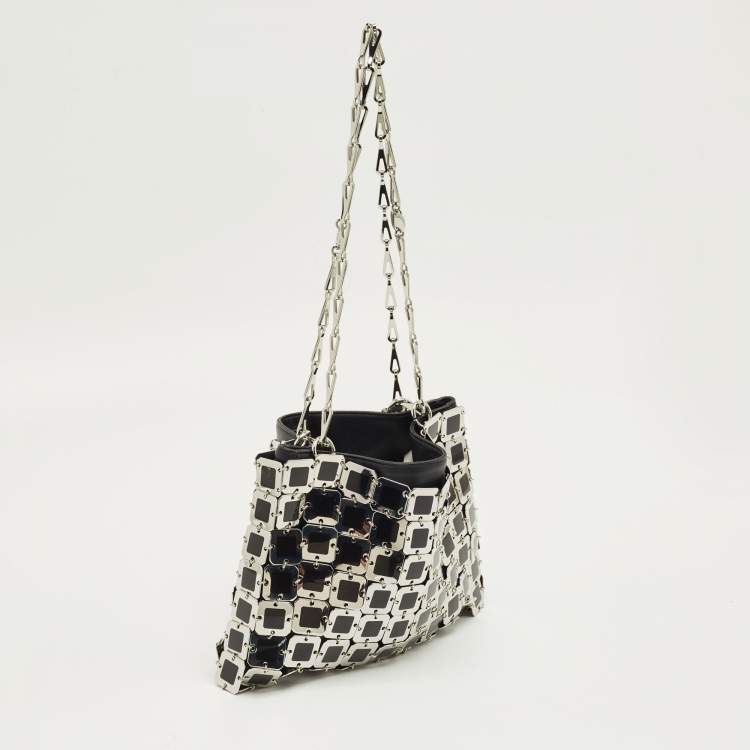 Pre Owned Paco Rabanne Black/Silver Metal Square Illusion Shoulder Bag