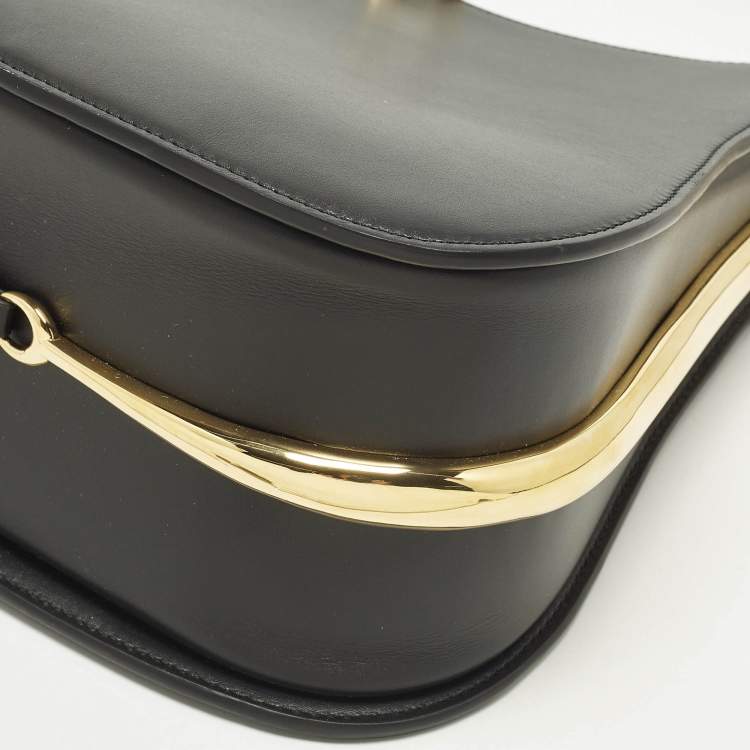 Pre Owned Paco Rabanne Ring Large Black Leather Shoulder Bag